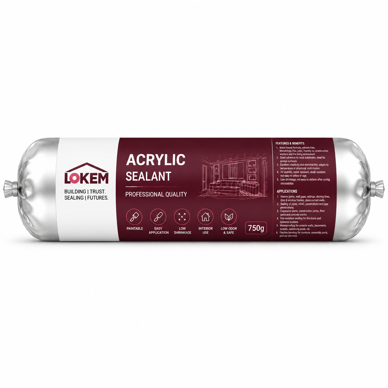 FNS210 water‑based acrylic sealant white flexible gap filler