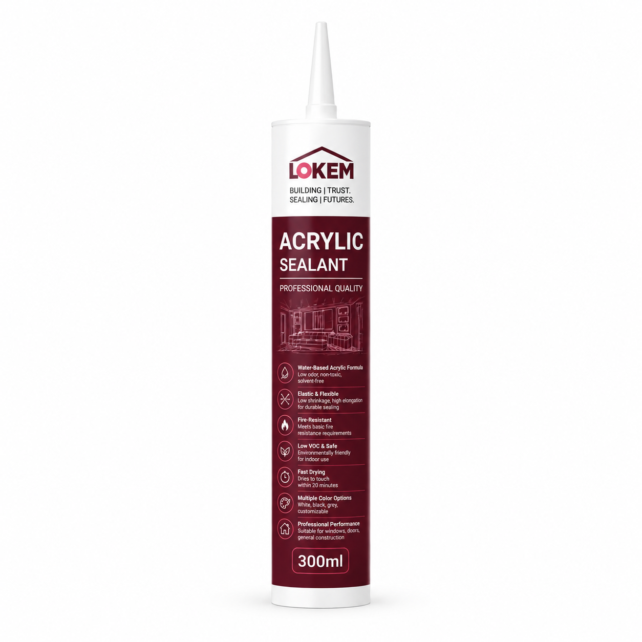 Water Based Acrylic Sealant – High-Performance DIY Acrylic Solution for Windows, Doors & General Construction – LOKEM FNS210